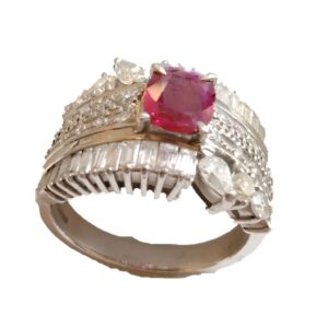 Pt900　ルビー　メレダイヤ　リング